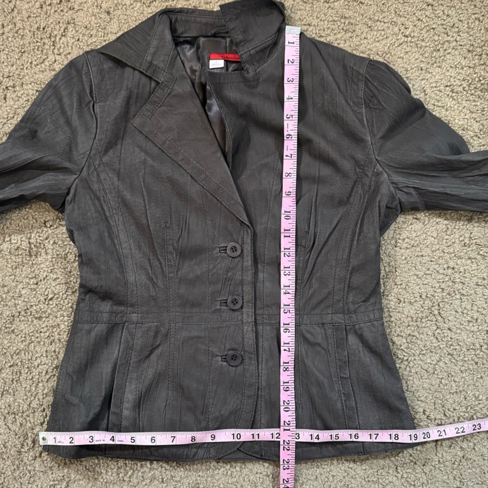Vintage Tapemeasure Brown Leather Button Up Jacket - Picture 8 of 11
